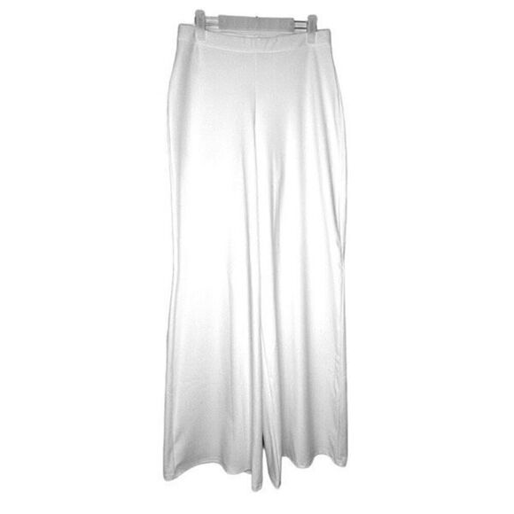 Missguided Y2K Flat Front Stretch  Flared Wide Leg Trouser Pants White Size 10 - Picture 1 of 4